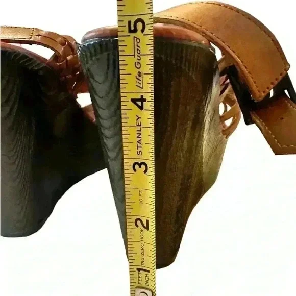 Very Volatile Los Angeles Brown Leather Huaraches Style Wedge Heel Sandals 10 - Picture 6 of 7